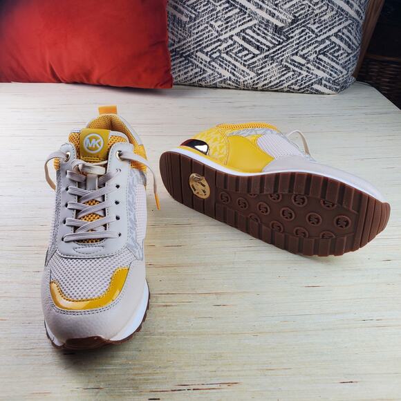 MICHAEL KORS | Wilma | Yellow/White | Color Block Trainer Sneakers | Size 8.5 - Picture 4 of 8